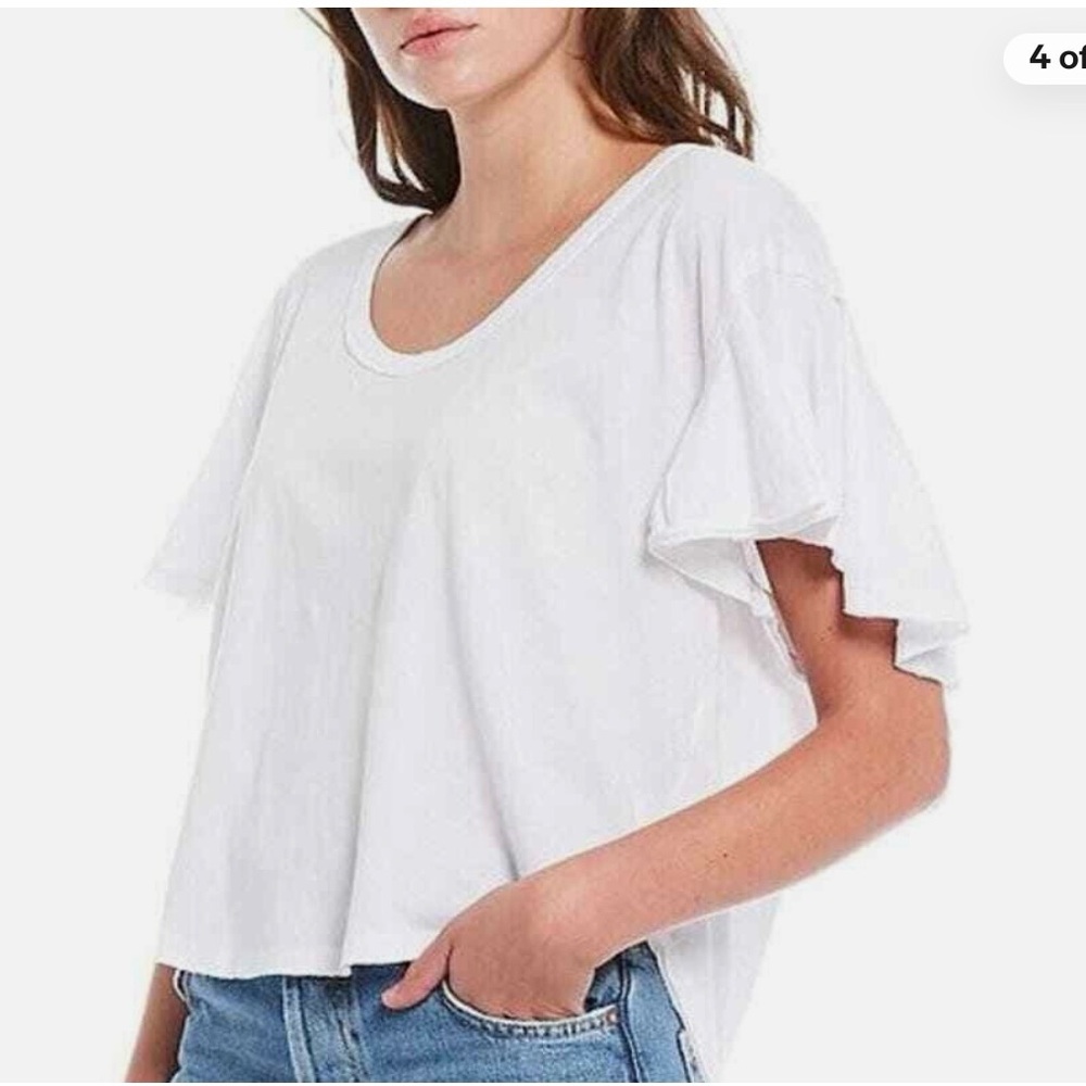 Free People We The Free Float On Red Flutter Sleeve Tio